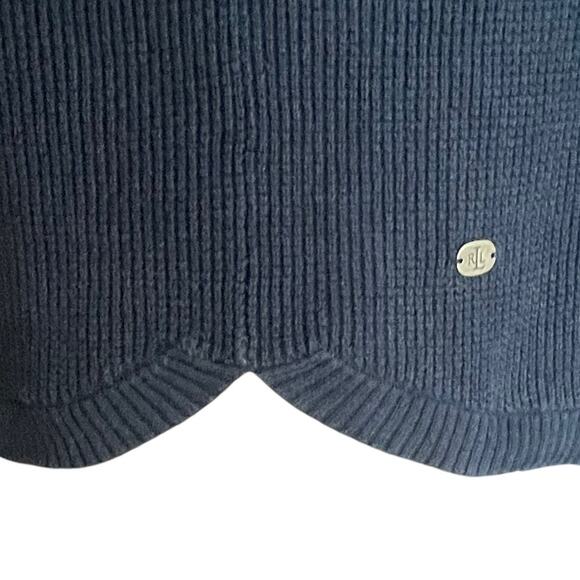 Lauren Ralph Lauren Black Waffle Weave Knit Hoodie Size MEDIUM Athleisure Fall - Picture 5 of 9